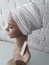 T'Wrap Headwrap - Texturised white  Cotton  knit - ThandiWrap